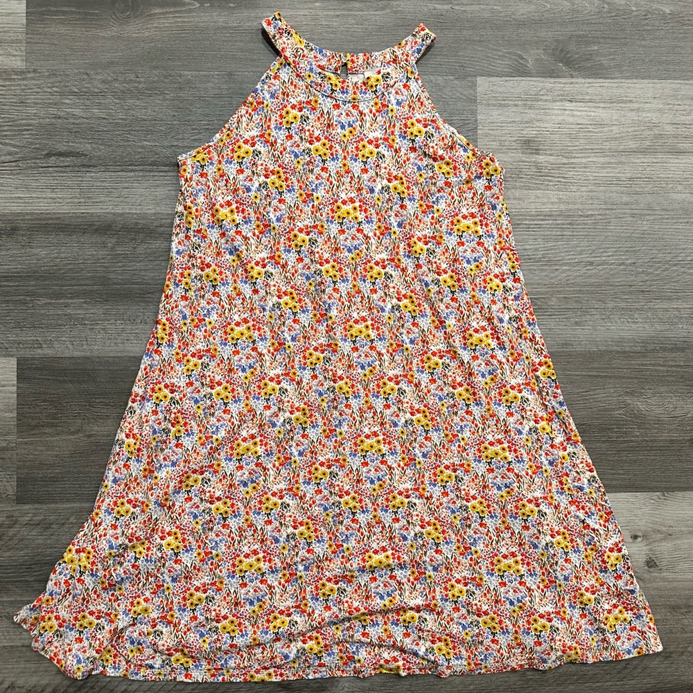 LOFT Outlet Multicolor Floral Jersey Swing Tank Mini Dress